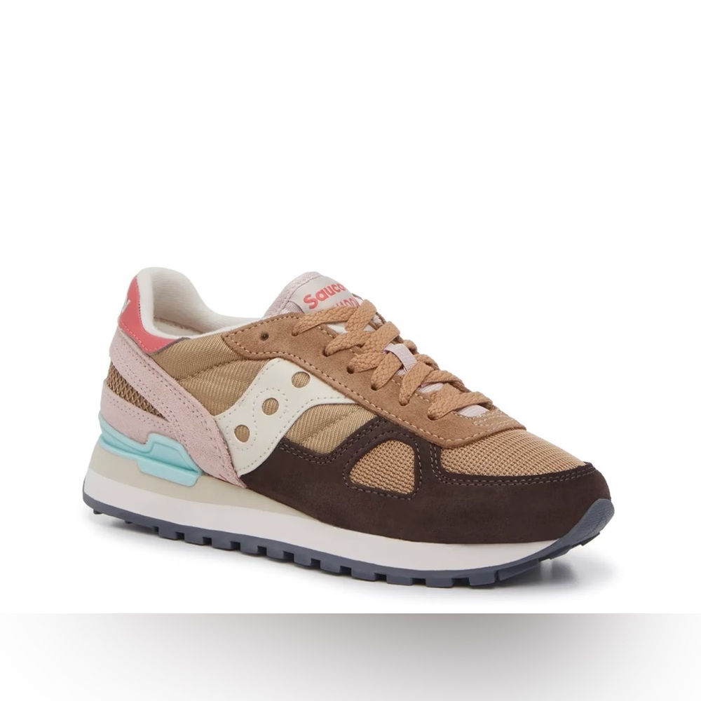 Saucony Women's Sneakers in Brown, Pink, and Cream